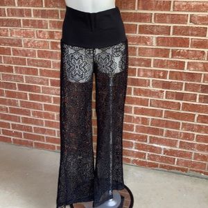 Pretty Rebellious Black Lace Eyelet Cover-Up Pant